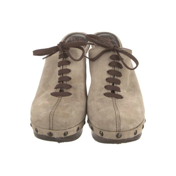 Diane von Furstenberg Suede Studded Lace Up Mules Women’s Size US 7.5 Heels - Picture 1 of 6
